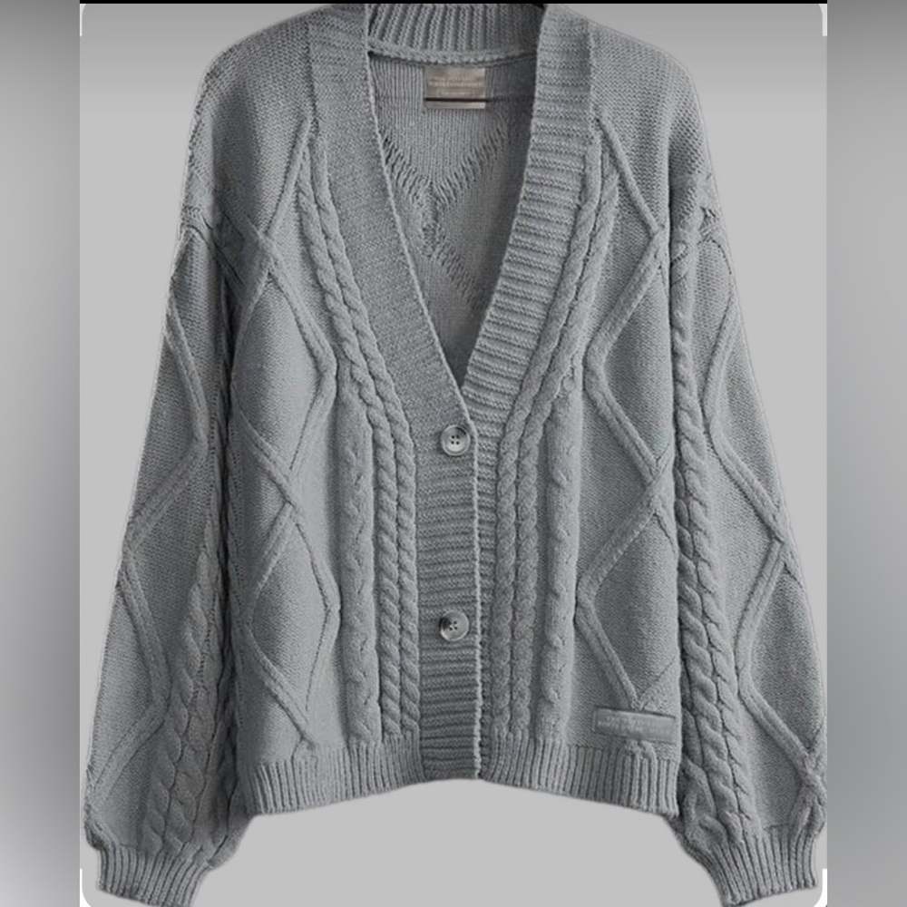 Taylor Swift Gray The Tortured Poets Department Cable Knit Cardigan